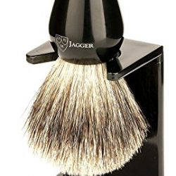 Edwin Jagger Best Badger Shaving Brush with Drip Stand, Imitation Ebony, Medium