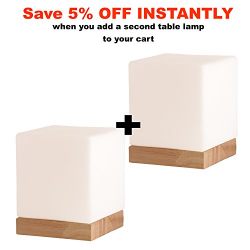Light Accents Felix Table Lamp Glass Cube Accent Lamp - Glass Shade with Natural Wooden Base