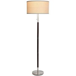 LED Mid Century Floor Lamp - Modern Walnut Wood