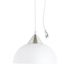Globe Electric Amris1-Light Plug-In Pendant, 15 Foot CoRound In-Line On/Off SwitcH, 11", White
