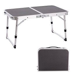 CampLand Aluminum Height Adjustable Folding Table Camping Outdoor Lightweight for Beach, Backyards, BBQ, Party and Picnic