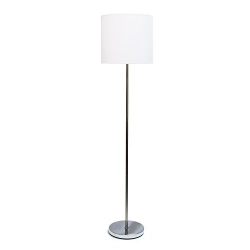 Simple Designs Brushed Nickel Drum Shade Floor Lamp, White