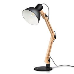 tomons Wood Swing Arm Desk/Designer Table Lamp, Reading Lights, Study/Work/Office/Bedside Nightstand Lamp, Black