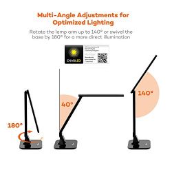 TaoTronics LED Desk Lamp with USB Charging Port, 4 Lighting Modes with 5 Brightness Levels, 1h Timer, Touch Control, Memory Function, Black, 14W, Official Member of Philips EnabLED Licensing Program