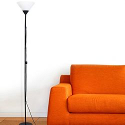 Simple Designs 1 Light Stick Torchiere Floor Lamp, Black
