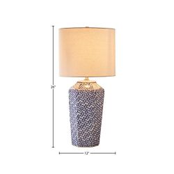 Stone & Beam Geo Pattern Ceramic Lamp with Bulb, 26" H, Blue and White