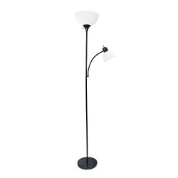 Simple Designs Home Mother-Daughter Floor Lamp with Reading Light, 71.5" x 15.5" x 10", Black