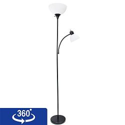 Simple Designs Home Mother-Daughter Floor Lamp with Reading Light, 71.5" x 15.5" x 10", Black