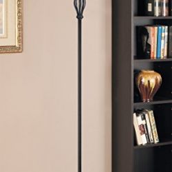 Light Accents Floor Lamp 70" Tall - Traditional Iron Scrollwork Bronze Floor Lamp with Amber Glass Shade