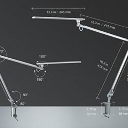 Phive CL-1 LED Architect Desk Lamp/Clamp Lamp, Metal Swing Arm Dimmable Task Lamp (Touch Control, Eye-Care Technology, Memory Function, Highly Adjustable Office/Work Light) Silver