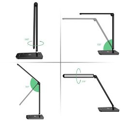 LE Dimmable LED Desk Lamp, 7 Dimming Levels, Eye-care, 8W, Touch Sensitive, Daylight White, Folding Desk Lamps, Reading Lamps, Bedroom Lamps (Black)