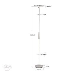 SUNLLIPE Floor Lamp LED Reading Light 90° Top Adjustable 18 W 70.8 inch Acrylic Shade Compatible with Wall Switch Dimmable Standing Pole Uplight for Living Room, Bedroom Warm White (Satin Nickel)