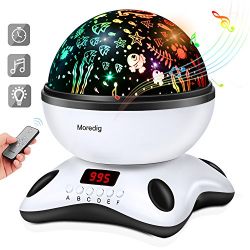 Baby Night Light Star Projector with Timer and Remote for Kids Built-in 12 Light Songs 360 Degree Rotating 8 Colorful Lights Romantic Night Lighting Lamp for Birthday,Parties,Bedroom (Black White)