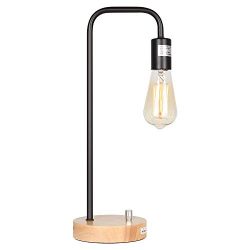HAITRAL Desk Lamp Wooden Industrial Table Lamp for Office, Bedroom, Living room