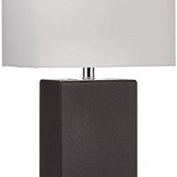 Elegant Designs Modern Genuine Leather Table Lamp, Black