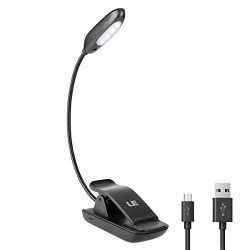 LE Rechargeable LED Desk Lamp, 4 LEDs Eye-caring Book Light, Portable Reading Lamp, Easy clip-on Table Light, 2 Levels Dimming, USB Cable Included, Perfect for Kindle,Book, iPad, Desk,Music Stand