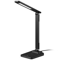 AUKEY LED Desk Lamp with Wireless Charger and 4 Brightness Levels, Compatible with iPhone X/8 Plus, Samsung Galaxy Note8/S8+, and Other Qi-Enabled Phones