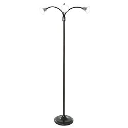 Lavish Home 3 Head Floor Lamp, LED Light with Adjustable Arms, Touch Switch and Dimmer, Black