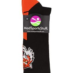 MadSportsStuff Tigers Logo Athletic Crew Socks (Black/Orange, Large)