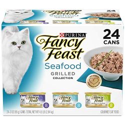 Purina Fancy Feast (Grilled Seafood Collection Wet Cat Food Variety Pack (24) 3 oz. Cans