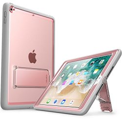New iPad 9.7 Case 2018/2017, i-Blason [Ares Series] [Kickstand] Full-Body Rugged Protective Clear Case with Built-in Screen Protector & Dual Layer Design for Apple iPad 9.7 2017/2018 (Rosegold)