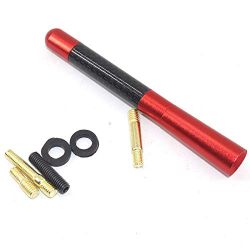 Topsame 12cm Universal Aluminum Alloy Car Short Antenna Carbon Fiber Radio AM-FM Aerial Red Antena With Adapters Car Styling