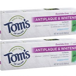Tom's of Maine Antiplaque and Whitening Fluoride-Free Toothpaste, Peppermint, 5.5 oz, Pack of 2