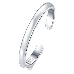 BORUO Sterling Silver Toe Ring, Daisy Flower Hawaiian Adjustable Band Ring 2mm