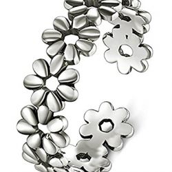 BORUO Sterling Silver Toe Ring, Daisy Flower Hawaiian Adjustable Band Ring