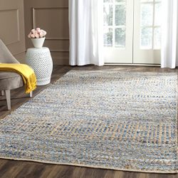 Safavieh Cape Cod Collection Hand Woven Flatweave Natural and Blue Jute Area Rug (3' x 5')
