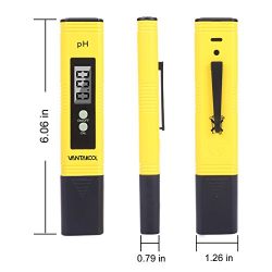 VANTAKOOL Digital PH Meter, 0.01 PH High Accuracy Water Quality Tester with 0-14 PH Measurement Range for Household Drinking, Pool and Aquarium Water PH Tester Design with ATC (yellow)