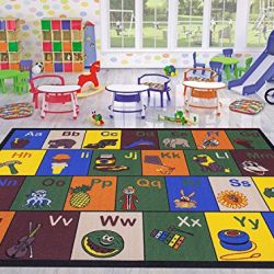 Ottomanson Jenny Collection Children's Multi Color Educational Alphabet (Non-Slip) Kids Classroom Area Rugs, 5'0" X 6'6", Multicolor