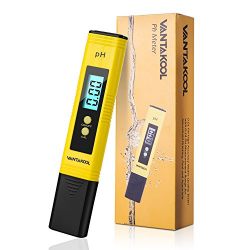 VantaKool Digital PH Meter, PH Tester with ATC,Water Quality Tester 0.01pH High Accuracy, 0.00-14.00 Measurement Range, 0.01 Resolution Measure Household Drinking Water (A-Yellow upgrade)