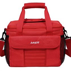MIER Large Soft Cooler Bag Insulated Lunch Box Bag Picnic Cooler Tote with Dispensing Lid, Multiple Pockets (Red)