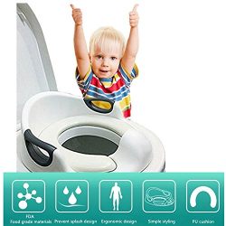 Potty Training Seat For Kids Toddlers Boys Girls Toilet Seat For Baby With Cushion Handle And Backrest Toddlers Toilet Training Seat Anti-slip Great Mommy’s Helper for Baby Kids Toddlers