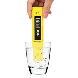 VANTAKOOL Digital PH Meter, 0.01 PH High Accuracy Water Quality Tester with 0-14 PH Measurement Range for Household Drinking, Pool and Aquarium Water PH Tester Design with ATC (yellow)