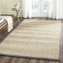 Safavieh Natural Fiber Collection NF114Q Basketweave Natural and Dark Grey Summer Seagrass Area Rug (3' x 5')