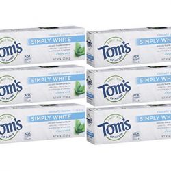 Tom's of Maine Simply White Natural Toothpaste, Clean Mint, 4.7 Ounce, Pack of 6