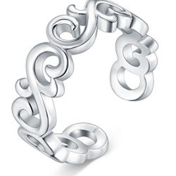 BORUO 925 Sterting Silver Toe Ring, Celtic Knot Adjustable Band Ring