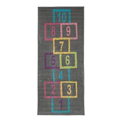 Ottomanson Children's Garden Collection Grey Background Hopscotch Street Chalk Design 2'7" X6'0 Children Nursery Kid's Play Runner Rug