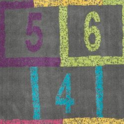 Ottomanson Children's Garden Collection Grey Background Hopscotch Street Chalk Design 2'7" X6'0 Children Nursery Kid's Play Runner Rug