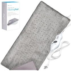 XL Heating Pad - Electric Heating Pad for Moist and Dry Heat Therapy - Fast Neck/Shoulder / Back Pain Relief at Home - 12" x 24", GENIANI (Gray)