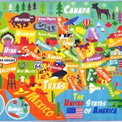 KC CUBS Playtime Collection USA United States Map Educational Learning & Game Area Rug Carpet for Kids and Children Bedrooms and Playroom (5'0" x 6'6")
