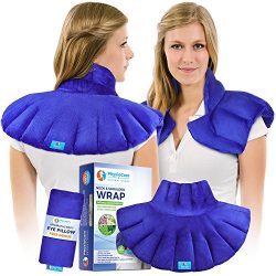 Neck and Shoulder Wrap - Natural Moist Heat Therapy for Muscle Pain, Tension Relief, Aches, Migraines, Headaches, and Arthritis - Instant Relief with deep Heat and Herbal Aromatherapy.
