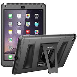 i-Blason Apple iPad Air Case ArmorBox 2 Layer Convertible [Hybrid] Full-Body Protection KickStand Case with Built-in Screen Protector for Kids Friendly (Black/Black)