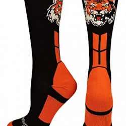 MadSportsStuff Tigers Logo Athletic Crew Socks (Black/Orange, Large)