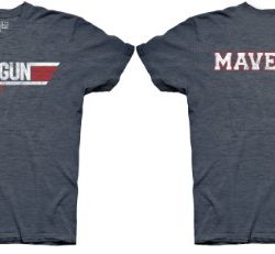 Top Gun Logo and Maverick Name Adult Heather Navy T-Shirt (Adult Small)