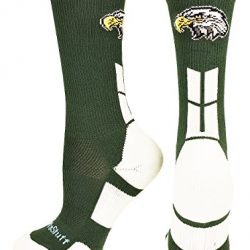 MadSportsStuff Eagles Logo Athletic Crew Socks (Dark Green/White, Large)