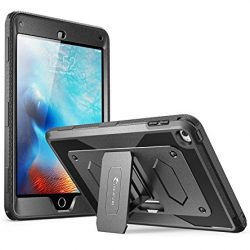 iPad Mini 4 Case, [Heave Duty] i-Blason Apple iPad Mini 4 2015/2018 Armorbox [Dual Layer] Hybrid Full-body Protective Kickstand Case with Front Cover and Built-in Screen Protector/Bumpers (Black)