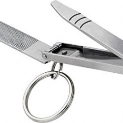 Swiss+Tech Personal Care Multitool with Nail Clippers File Cleaner for Keychain, Stainless Steel